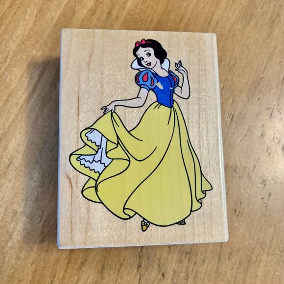 Disney Snow White Rubber Stamp All Night Media Wood Base - Picture 2 of 8
